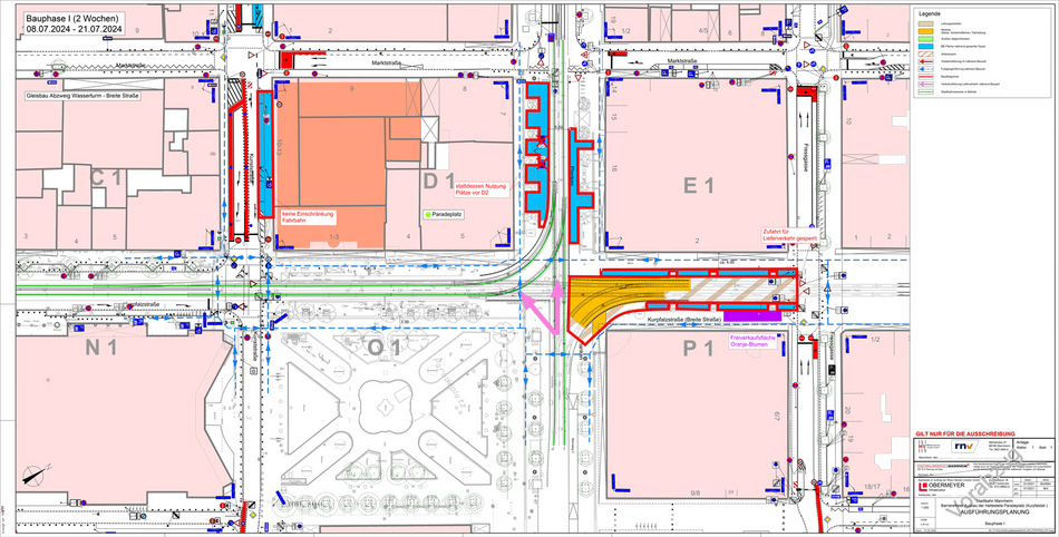 Gleiserneuerung und barrierefreier Ausbau der Haltestelle Paradeplatz - Planung Bauphase 1